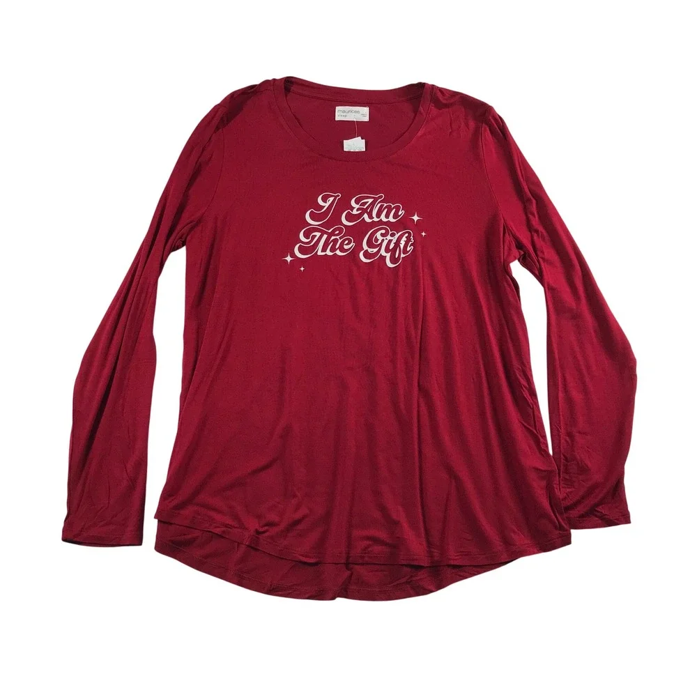 Maurices Sleep Womens Large Red I Am The Gift Pajama Set Striped Jogger 214036Y